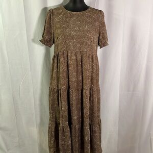 mittoshop Brown Printed Midi Dress